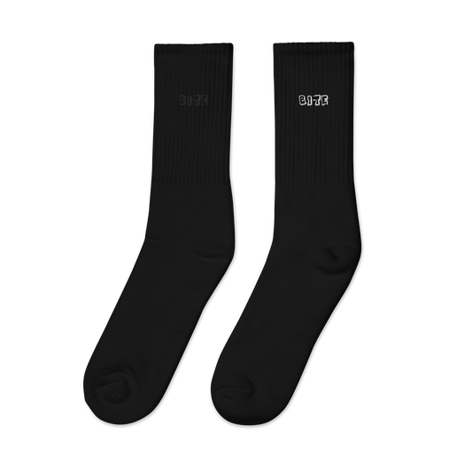 Bite Clothing Co White Plain Jane Logo “Embroidered socks”