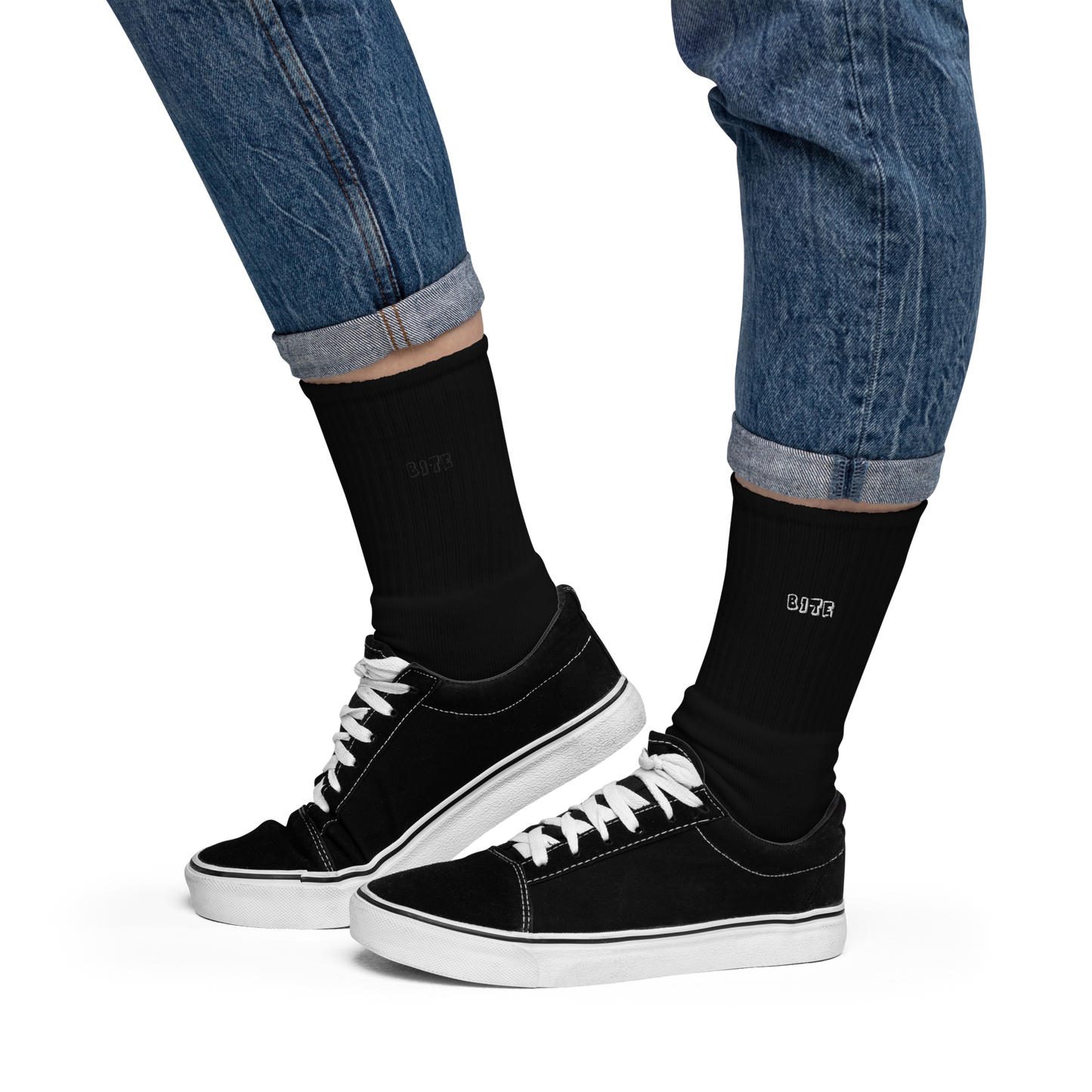 Bite Clothing Co White Plain Jane Logo “Embroidered socks”