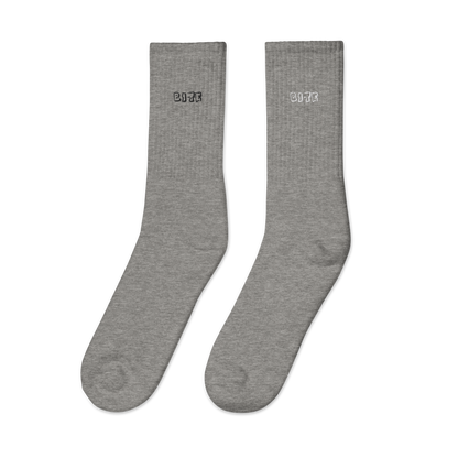 Bite Clothing Co White Plain Jane Logo “Embroidered socks”