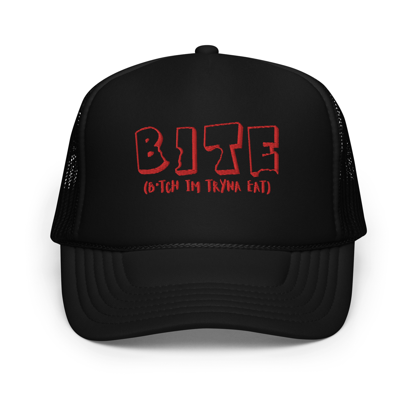 Bite Explicit Red Logo Foam Trucker Cap