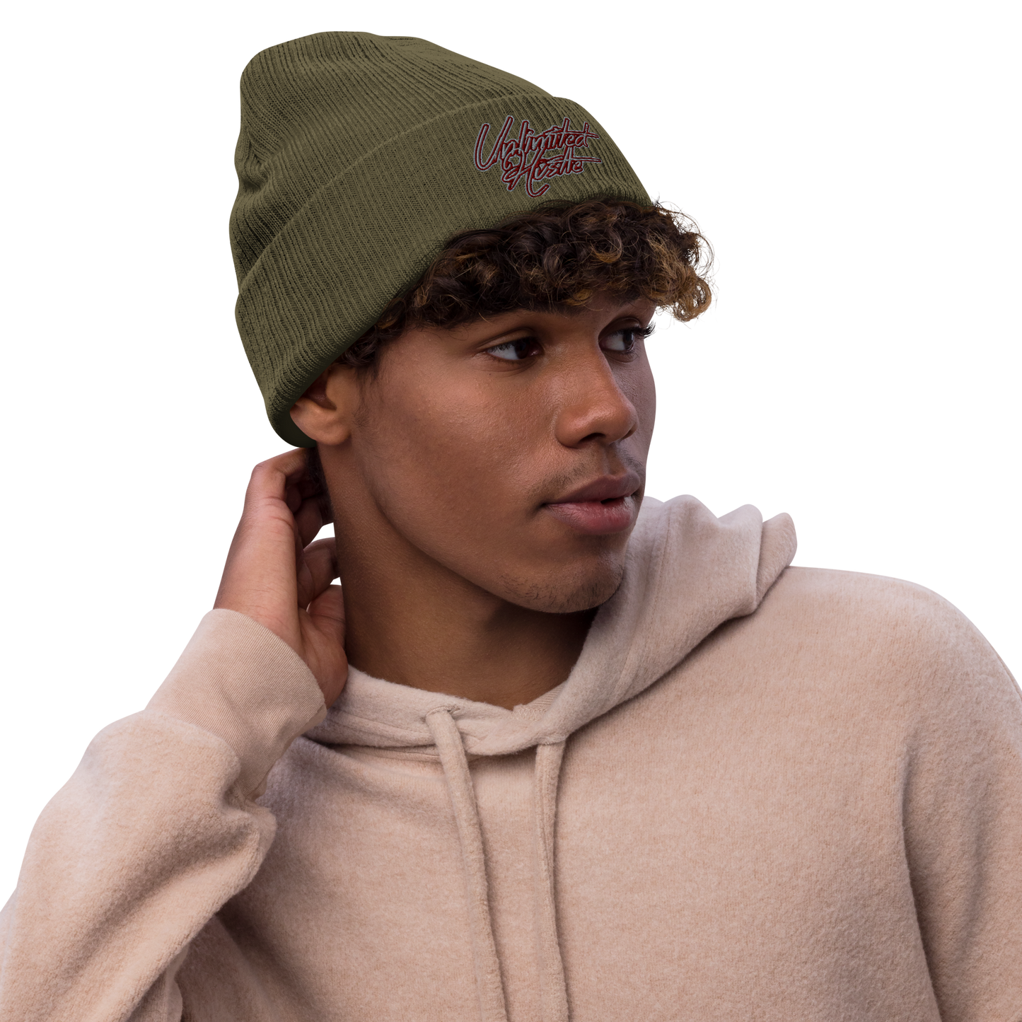 Bite & Trap Love Marroon Unlimited Hustle Ribbed knit beanie